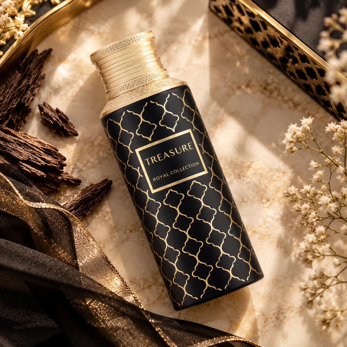 Maison Asrar Treasure Eau De Parfum 100ml for best price, rose and vanilla scent with lasting fragrance - Perfumesouq Qatar