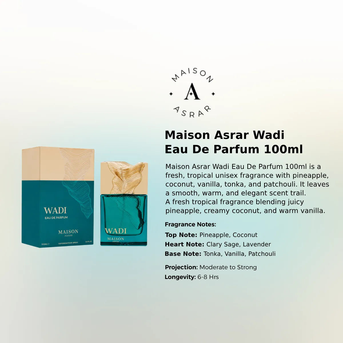 Maison Asrar Wadi EDP 100ml luxury fragrance at best price in Qatar, authentic and genuine product - Perfume Souq Qatar