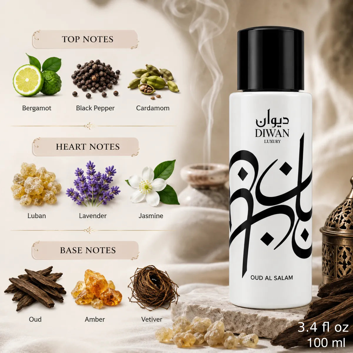 Authentic Oud Al Salam Diwan Luban Eau De Parfum 100ml for best price with fast delivery - Perfumesouq Qatar