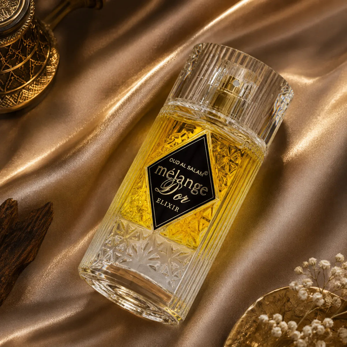 Oud Al Salam Melange Dor Elixir Eau De Parfum 100ml for best price, warm amber scent with lasting fragrance - Perfumesouq Qatar
