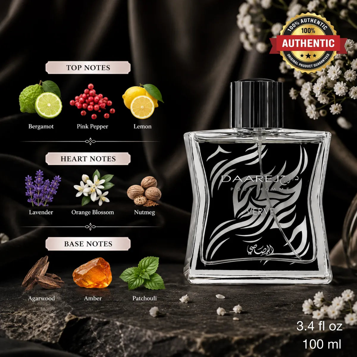 Authentic Rasasi Daarej Verve Pour Homme Eau De Parfum 100ml for best price with fast delivery - Perfumesouq Qatar