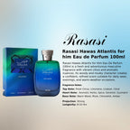 Rasasi Hawas Atlantis for Him EDP 100ml fresh woody fragrance at best price, authentic and genuine product - Perfumesouq Qatar