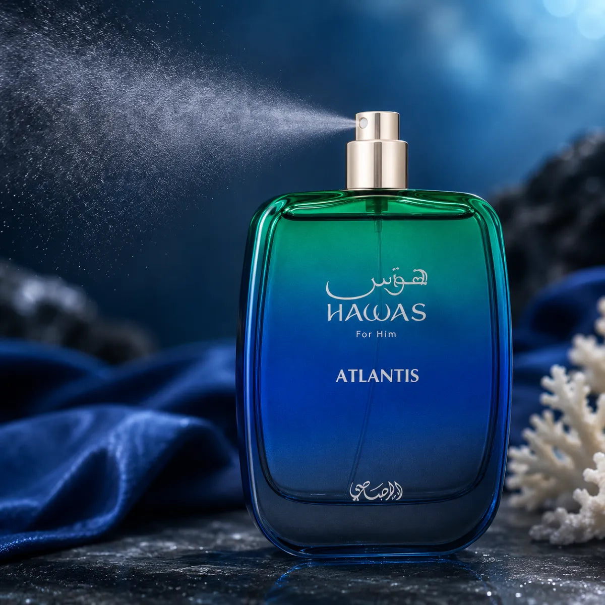 Original Rasasi Hawas Atlantis for Him Eau De Parfum 100ml authentic fragrance at best price  - Perfumesouq Qatar