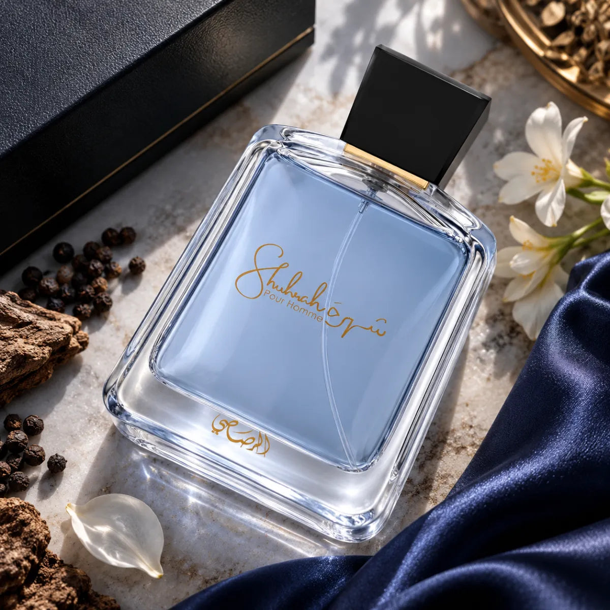 Rasasi Shuhrah Men Eau De Parfum 90ml for best price, elegant floral woody scent with lasting fragrance - Perfumesouq Qatar