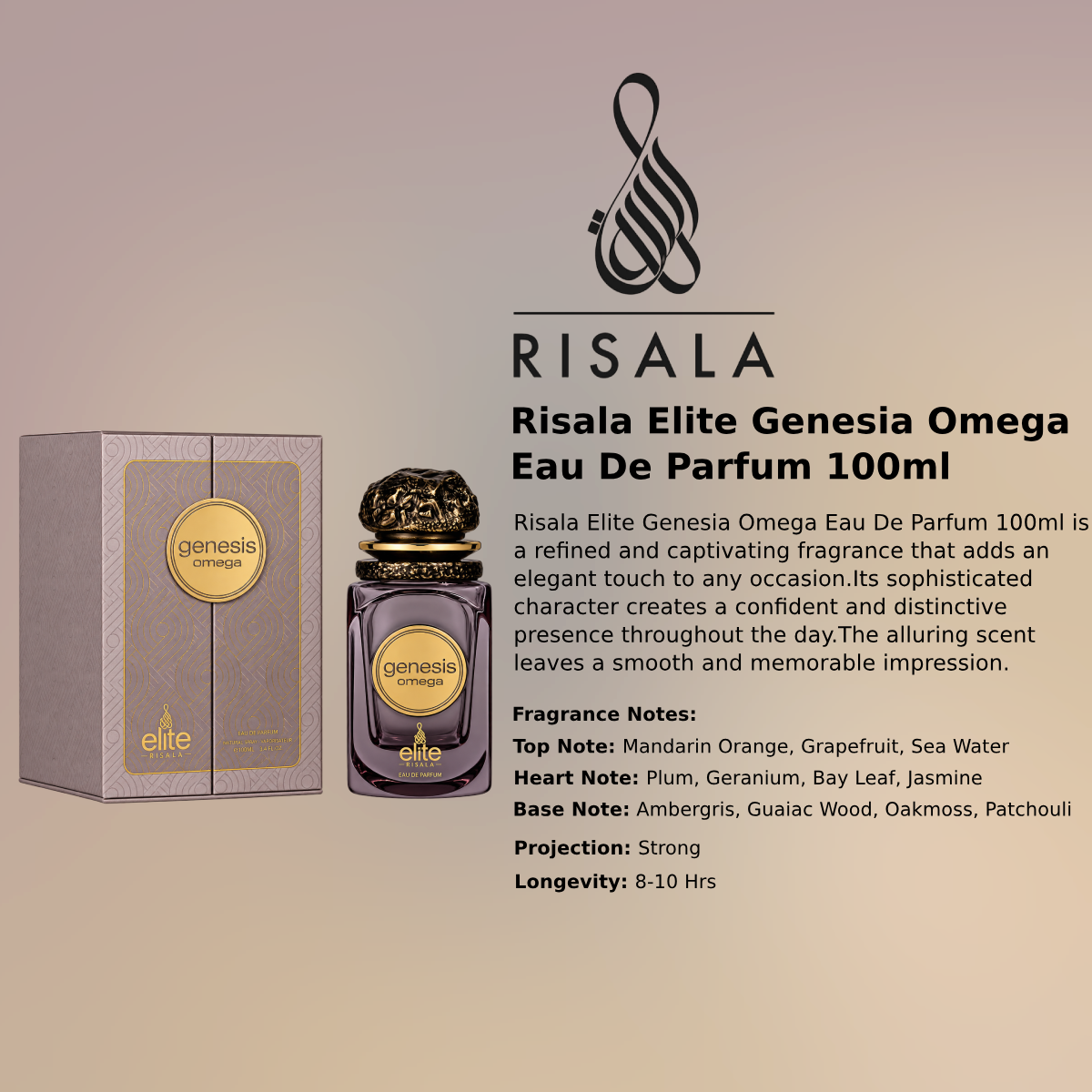 Risala Elite Genesia Omega EDP 100ml luxury fragrance at best price, authentic and genuine product - Perfumesouq Qatar