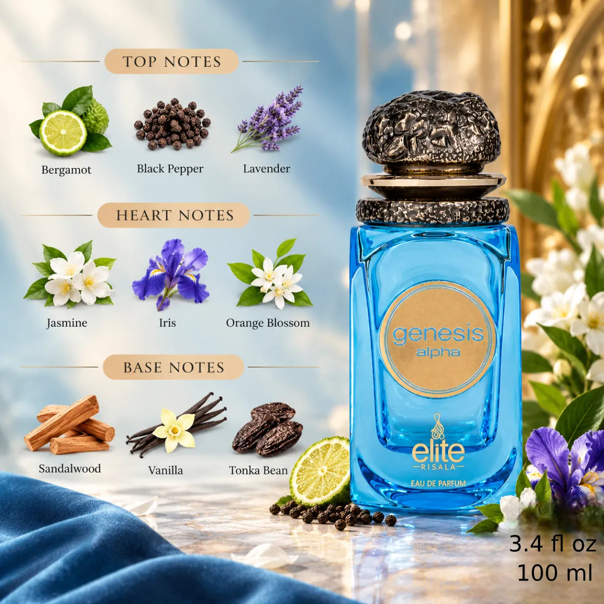 Authentic Risala Elite Genesis Alpha Eau De Parfum 100ml for best price with fast delivery - Perfumesouq Qatar