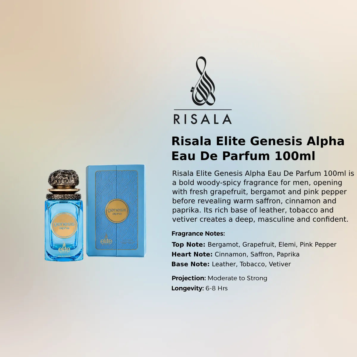 Risala Elite Genesis Alpha EDP 100ml luxury fragrance at best price in Qatar, authentic and genuine product - Perfumesouq Qatar