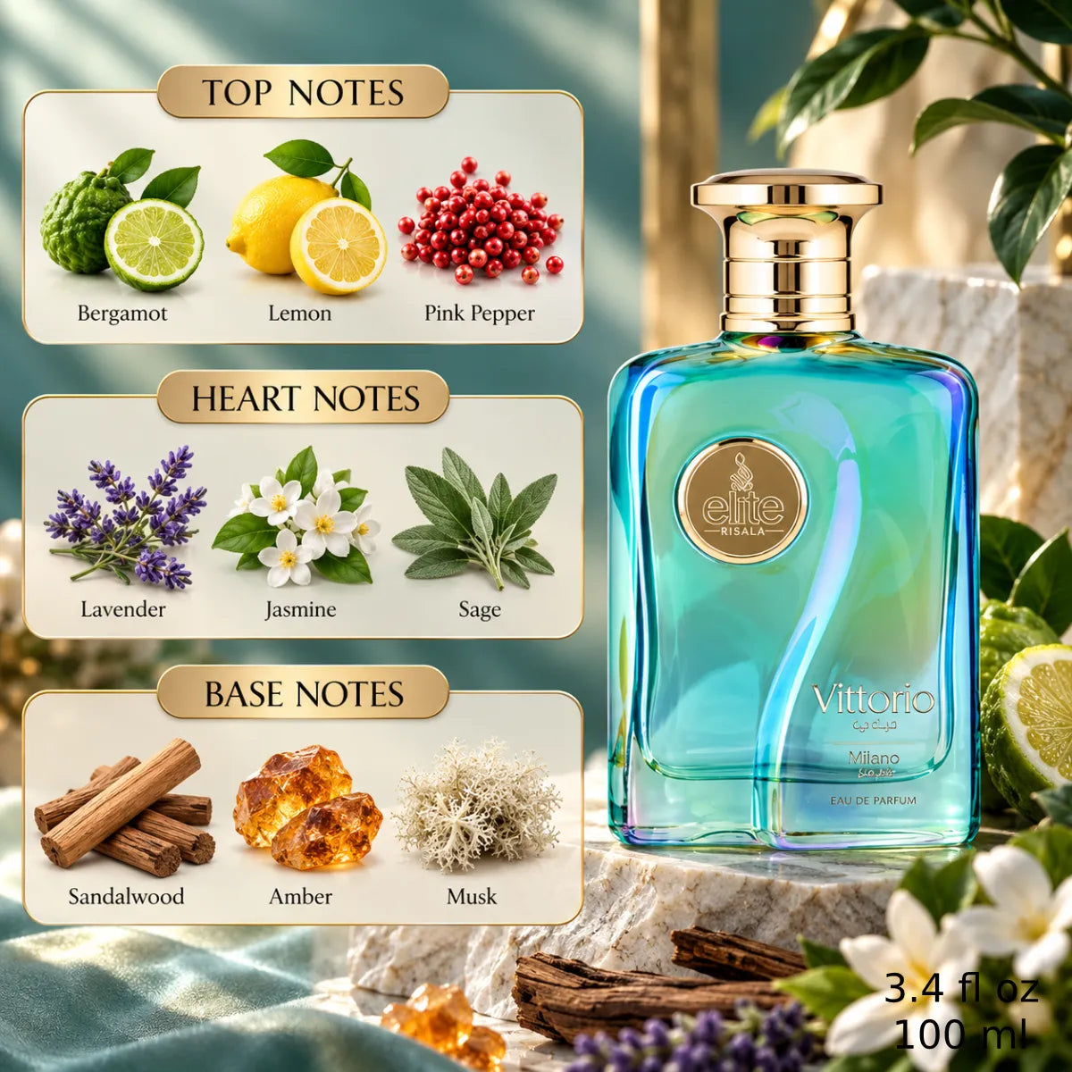 Authentic Risala Elite Vittorio Milano Eau De Parfum 100ml for best price with fast delivery - Perfumesouq Qatar