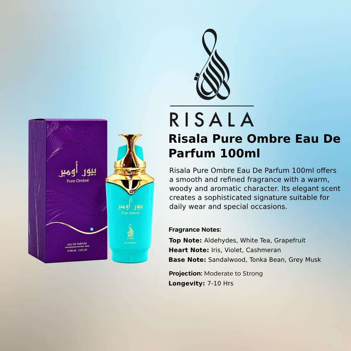 Risala Pure Ombre EDP 100ml luxury fragrance at best price, authentic and genuine product - Perfumesouq Qatar