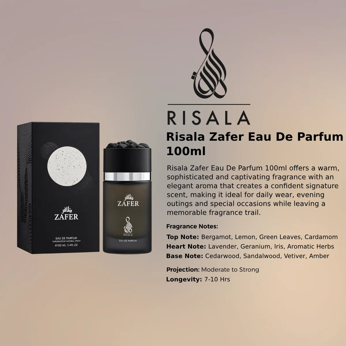 Risala Zafer EDP 100ml luxury fragrance at best price, authentic and genuine product - Perfumesouq Qatar
